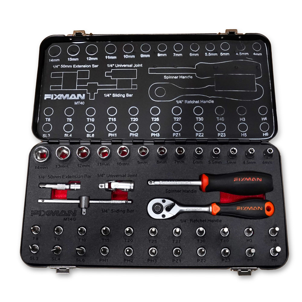 ชุดบล็อกและดอกไขควงในกล่องเหล็ก จำนวน 40 ชิ้น